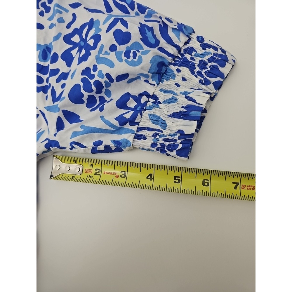 THML Women Dress Size XS Blue Floral Cotton Puff Sleeves Tasseled Summer Brunch - Picture 13 of 13